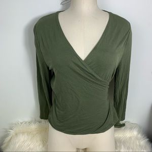 Green wrap tie top